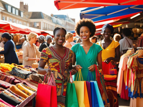Africanes et européens faisant le shopping Pistolet à peinture