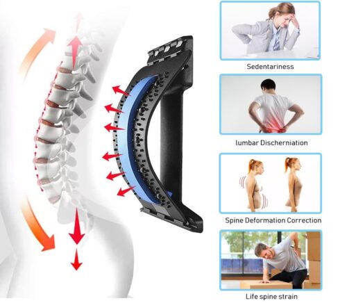 Correcteur de Posture Lombaire – Support Dorsal Étireur de Dos Réglable avec Points de Massage